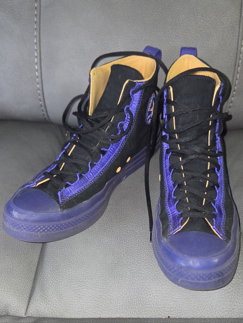 Converse Black and Purple High-Top Sneakers Unisex